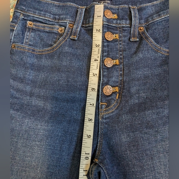 J. Crew 10" High Rise Skinny Button Fly Dark Wash Jean Size 27 - Picture 10 of 11